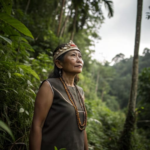 Meratus Dayak woman from The Meratus Mountains of South Kalimantan, Indonesia, in the uplands of Hulu Sungai Selatan, Hulu Sungai Tengah, Balangan, Tabalong, Kotabaru and nearby regencies