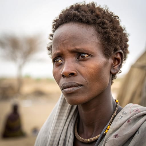 Midob woman from The Meidob Hills (Jebel Meidob), a volcanic highland around the town of Malha in North Darfur, western Sudan, with migrant communities in Omdurman, El Fasher and Libya., related phenotype reference