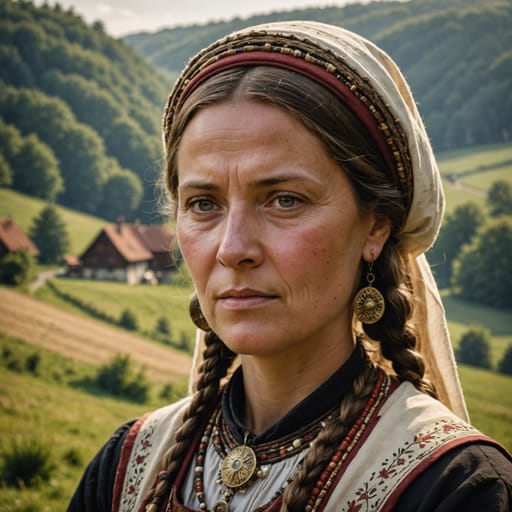 Milceni woman from Milsko, the upper Spree basin and hill country around Bautzen in Upper Lusatia, eastern Saxony, Germany