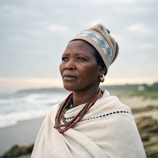 Mpondo woman from Pondoland, on South Africa's Eastern Cape coast between the Mthatha and Mtamvuna rivers, around Lusikisiki, Mbizana, Flagstaff and Port St Johns; large migrant communities in Durban and Gauteng, related phenotype reference