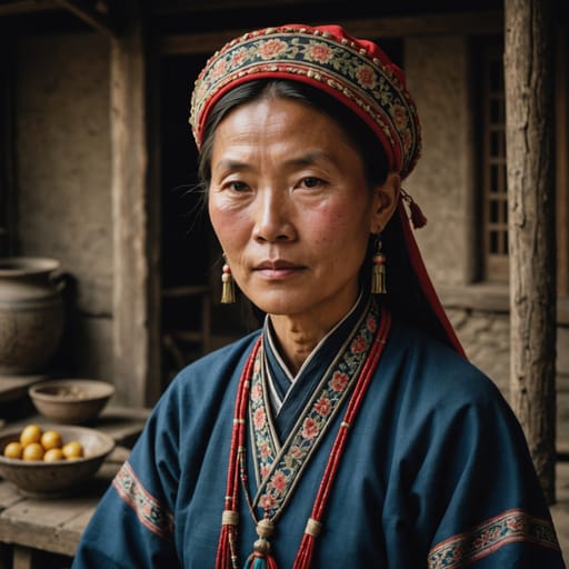 Mulao woman from Northern Guangxi, China, centered on Luocheng Mulao Autonomous County in Hechi and nearby counties.
