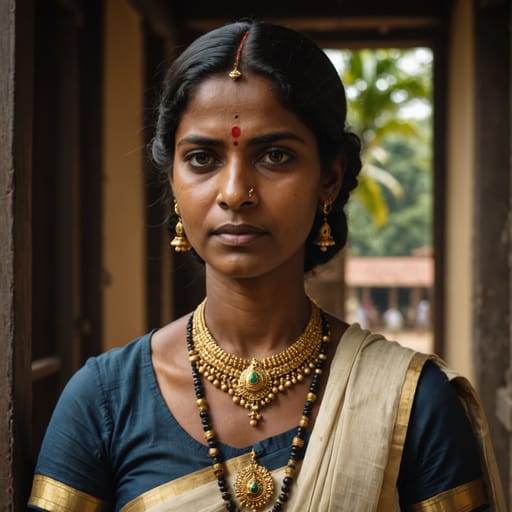 Nair woman from Kerala, on the southwestern coast of India, across the old Malabar, Cochin and Travancore territories, with a large diaspora in the Gulf states, other Indian cities, Britain and North America.