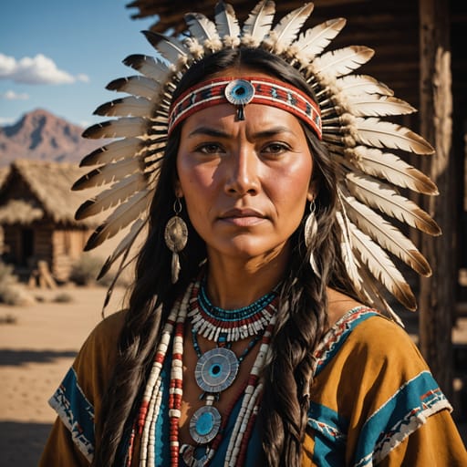 Amérindiens : femme originaire de États-Unis, tenue traditionnelle, autre référence 3, catalogue phénotypique Ethnic Erotic