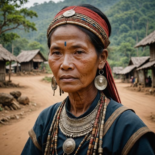 Nyah Kur woman from Hill margins of the western Khorat Plateau in Chaiyaphum, Nakhon Ratchasima and Phetchabun provinces, Thailand.