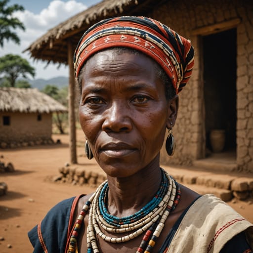 Nyaneka woman from Huíla Plateau near Lubango, Huíla Province, Angola