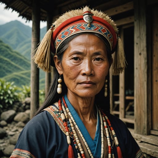 Paiwan woman from Southern Taiwan: the lower Central Mountain Range and the coasts on both sides, mainly Pingtung County and southern Taitung County.