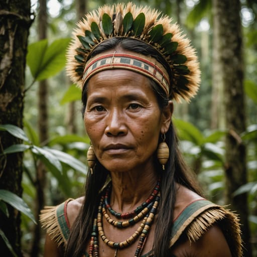 Sakuddei woman from Forested interior of south-central Siberut, the largest of the Mentawai Islands, West Sumatra province, Indonesia.