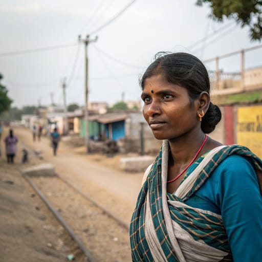 Saurashtra woman from Tamil Nadu, India, centered on Madurai, with communities in Paramakudi, Thanjavur, Kumbakonam, Salem, Dindigul and elsewhere in South India; ancestral origin traced to the Saurashtra region of Gujarat