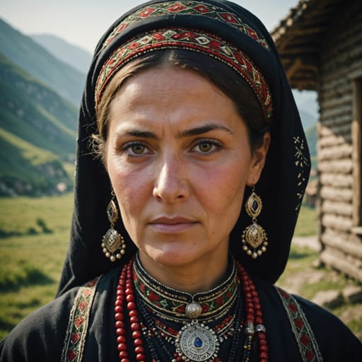 Shapsug woman from Black Sea coast and Kuban region, Krasnodar Krai, Northwest Caucasus, Russia