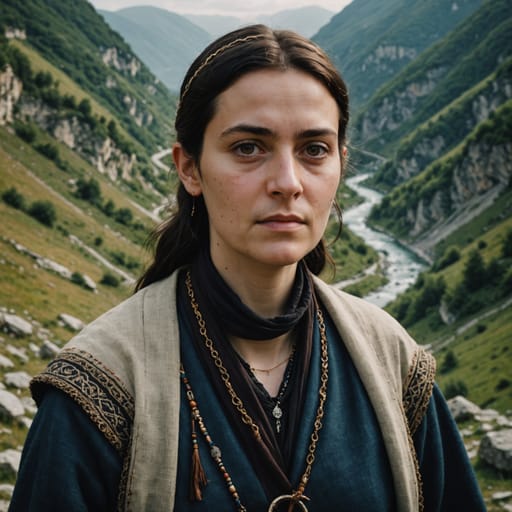 Shkreli woman from Shkrel in Malësia e Madhe, northern Albania, north of Shkodër; branches in the Rugova gorge of Kosovo and in Sandžak (Serbia and Montenegro)