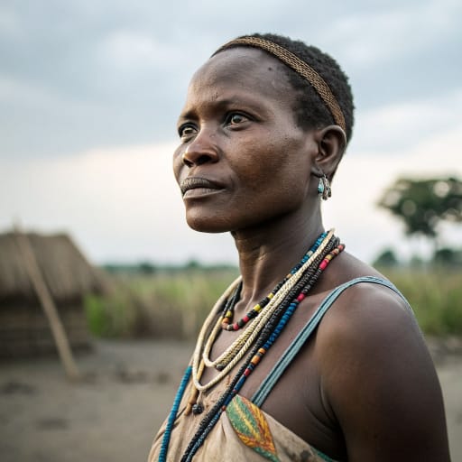 Suku woman from Savanna country east of the Kwango River in Kwango Province, southwestern Democratic Republic of the Congo, centered on the Feshi area.