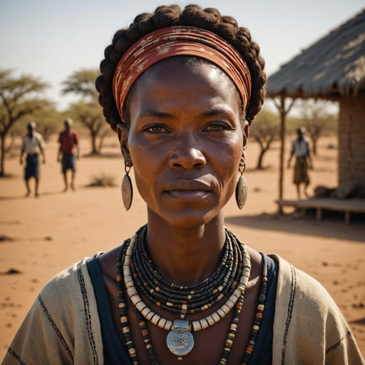Taa woman from Southern Kalahari, southwestern Botswana and eastern Namibia