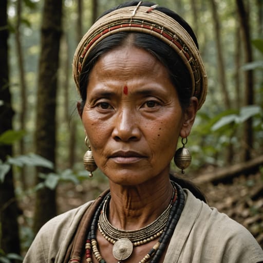 Tai Aiton woman from Villages in the Dhansiri valley of Assam, northeast India, in Golaghat and Karbi Anglong districts; ancestors came from Upper Burma (Myanmar) across the Patkai hills.