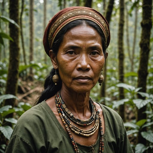 Talang Mamak woman from River valleys and forest uplands of Indragiri Hulu regency, Riau province, central Sumatra, Indonesia, around Bukit Tigapuluh National Park, with smaller communities in neighboring Jambi province
