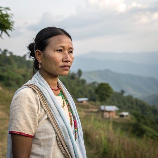 Thadou woman from Hill districts of Manipur in northeast India, chiefly Kangpokpi, Churachandpur, Chandel and Tengnoupal, with communities in Nagaland, Assam and Mizoram and across the border in Myanmar's Sagaing Region and Chin State.