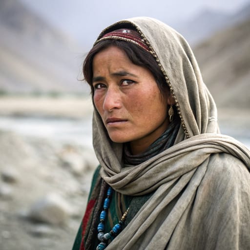 Wakhi woman from Wakhan Corridor and Pamir (Gojal, Tajik Pamirs, Tashkurgan), Pakistan/Afghanistan/Tajikistan/China — Southern Asia