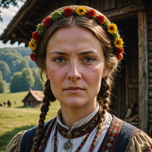 Walddeutsche woman from Carpathian foothills of southeastern Poland, around Łańcut, Rzeszów, Krosno and Sanok, in today's Subcarpathian Voivodeship