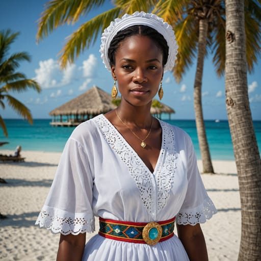 Weiße Bahamaer: Frau aus Bahamas, traditionelle Kleidung, alternative Referenz 4, Ethnic-Erotic-Phänotypkatalog