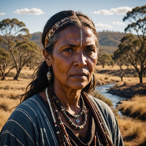 Wiradjuri woman from Central New South Wales, Australia: the Macquarie, Lachlan and Murrumbidgee river country west of the Great Dividing Range, including Bathurst, Orange, Dubbo, Wagga Wagga and Albury